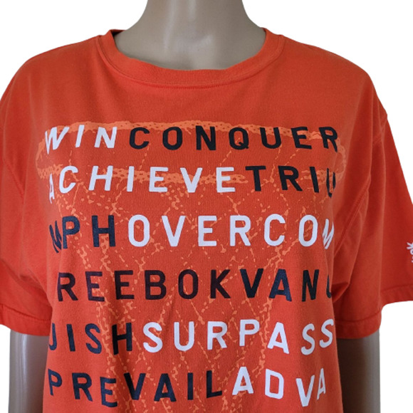 Reebok Men's Orange Graphic Printed Short Sleeve Crew Neck T-Shirts Top Size M - Picture 2 of 8